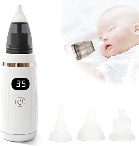 Näsdammsugare baby, näsdammsugare Pro för bebis, elektrisk, nässekretsugare, uppladdningsbar näsrengöring med 5 sugnivåer och 3 silikonspetsar, automatisk näsrengöring för småbarn och spädbarn