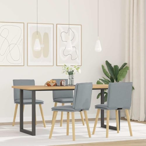 HETFTJN 4 Esszimmerstühle Hellgrau Stoff Modernes Design mit Metall Eiche Beine 45 x 54 x 86 cm Polsterstuhl Bequem Robust für Esszimmer Küche Wohnzimmer