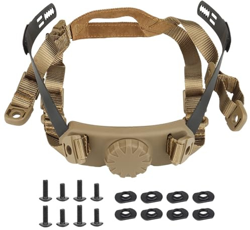 Taktisk Hjälmrem Justerbar Hakrem Inre Fjädringssystem med Bultar och Skruvar för Taktiska Snabba AirsofthjäLmar(Brown)