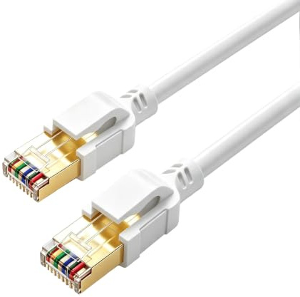 Nebite Cat 8 LAN Kabel 5M, 40Gbps Netzwerkkabel 2000 MHz Ethernet Kabel Gigabit F/FTP Patchkabel mit rj45 Stecker für PS5/4, Xbox, Modem, TV, Switch, Laptop, Router, Schneller als Cat 8/7/6（Weiß）