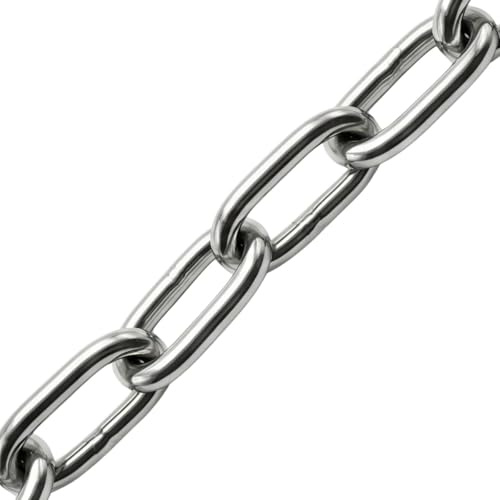 Lumonic 10m Kette V4A Edelstahl | 6mm | Langgliedrig | Rostfrei + Seewasserfest | Regenkette, Blumenampel, Absperrkette