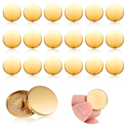 18 botones dorados para blazer de 25 mm, botones planos de metal para ropa, abrigos, botones redondos dorados para coser trajes, abrigos, camisas, chaquetas, manualidades