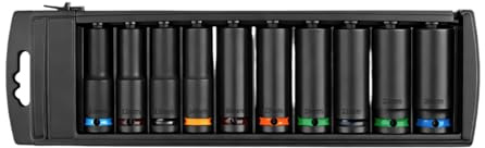 10Pcs Professional 1 / 2inch Drive Socket Set Auto Pneumatic Long Socket Auto Repair Nut Driver Bit Set Professional