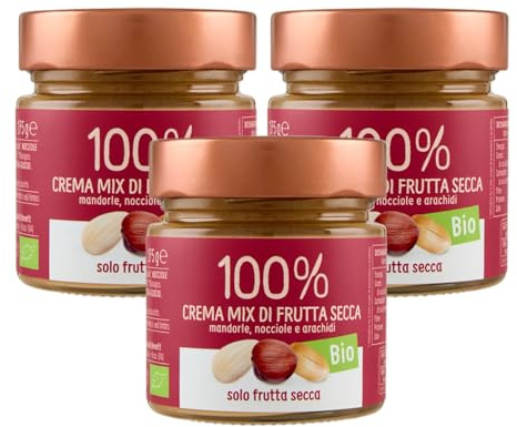 3X Euro Company 100% Crema Mix di Frutta Secca Mandorle, Nocciole e Arachidi 175g