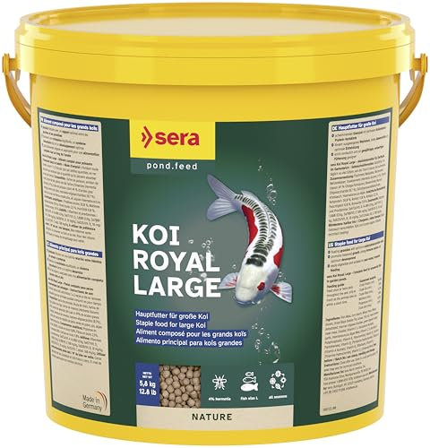 sera Koi Futter Royal Large 21 l (5,8 kg) | Hauptfutter für Koi ab 25 cm | Teichfutter frei von Farb- & Konservierungsstoffen | Leicht verdaulich & wasserfreundlich | Fischfutter Teich