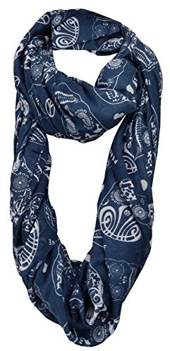 TigerTie Loop Schal in dunkelblau marine weissgrau Motiv Totenköpfe - Gr. 180 x 100 cm