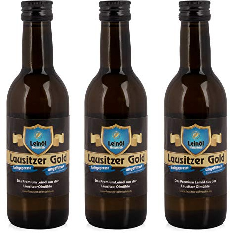 3 x Lausitzer Leinöl - Lausitzer Gold (kaltgepresstes ungefiltertes Premium Leinöl), 3x 250ml