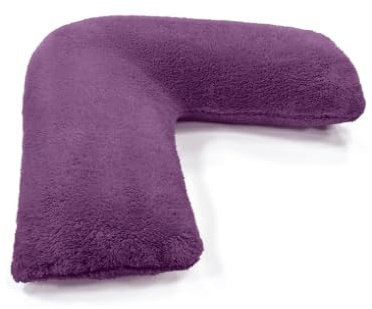 HOMES-LINEN Teddy Bear Fleece Plush Warm Fuzzy Cuddly V-Shaped Pillow & Cover (Plum, V-Pillow With Teddy Cover)