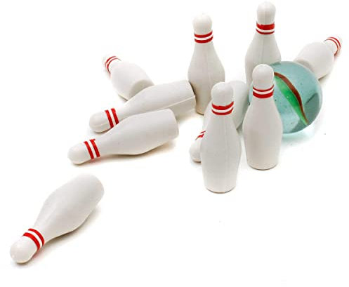 GOODS+GADGETS Mini Bowling Set Miniatur-Bowling Kegel-Spiel mit Kugel im Büro, Pausenraum, UVM (Kegelspiel)