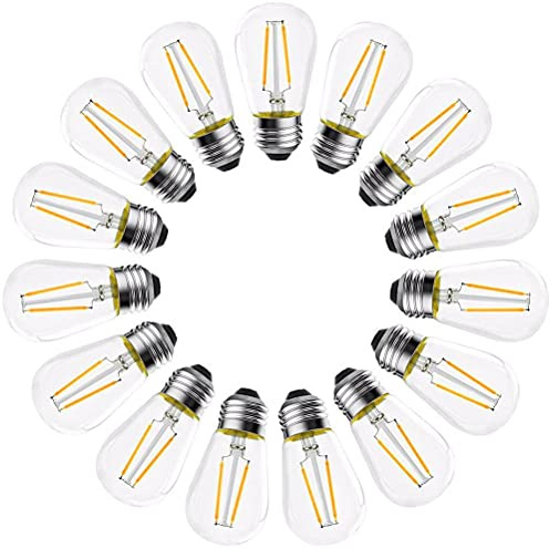 TBEONE S14 LED Bulbs for String Light Replacement, E26 2W Edison Bulbs for Outdoor String Light, 15 Packs