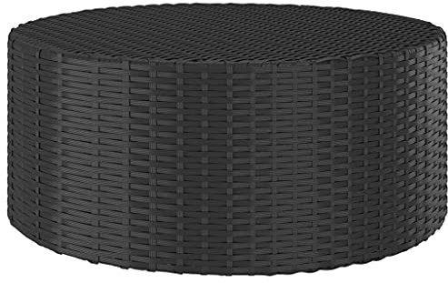 TEWTX7 Poly Rattan Teetisch mit Verstellbare Plastikfüße Rund Garten-Esstisch Esstisch Couchtisch Pulverbeschichteter Stahlrahmen Gartenmöbel für Garten Terrasse Balkon 68 × 30 cm