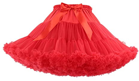Homipooty Falda de cosplay hinchada de múltiples capas con cintura elástica para mujer, longitud de 40 cm, cintura de 56 a 100 cm, color rojo