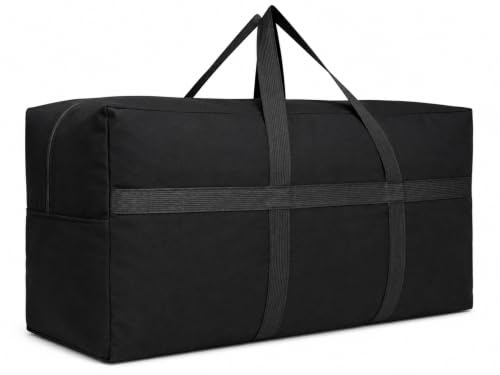 DoYiKe Extra große Segeltuch-Aufbewahrungstasche mit Reißverschlüssen und Griffen, große Kapazität, große Aufbewahrungstasche für Reisen – 142 x 68 x 38 cm