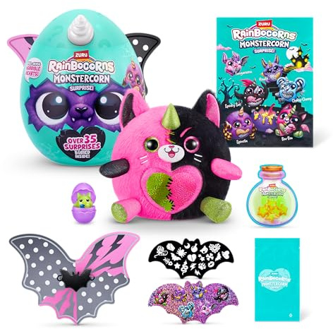 Rainbocorns ZURU Monstercorn Surprise, katt, av ZURU Surprise Unboxing mjuk leksak, fantasimmonstergåvor för flickor, fantasifullt spel med bärbara tillbehör (katt)