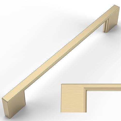 Amerdeco 10 Stück Möbelgriffe Gebürstetes Messing, 160mm Lochabstand, Zinc alloy Schubladengriffe & Schrankgriffe für Küchenschränke & Kleiderschränke UK0022