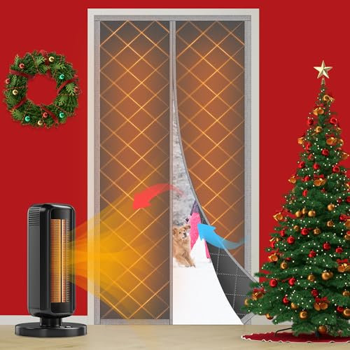 TORRAMI Magnetic Thermal Insulated Door Curtain, Fits Door Size 48 x 80, Thicken Oxford Material Door Screen Indoor/Outdoor Door Cover Weatherproof, Windproof, Soundproof, Protect Privacy