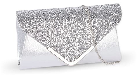 Zercart Clutch für Damen, mit Pailletten, mit Kettenriemen, elegante glitzernde Handtasche, Abend-Clutch, Brautschmuck, Abschlussball, Party, Hochzeit, Handtasche