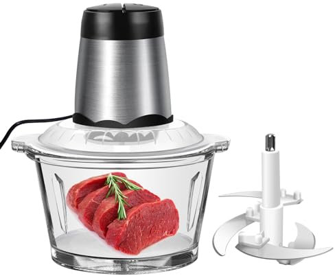 Food Chopper Food Processors Electric Vegetable Chopper Multi Chopper with 2L Glass Bowl, Electric Food Chopper for Vegetables, Meat, Smoothie, Onions, Fruit
