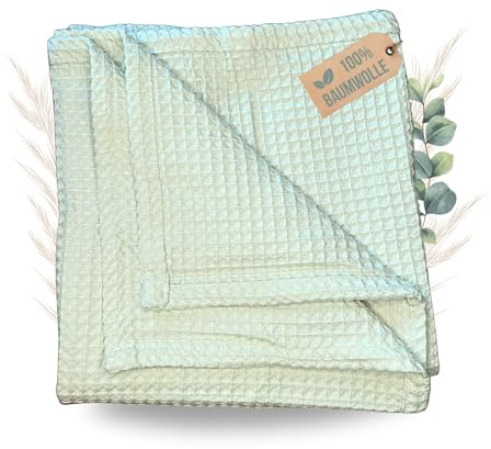Malino Premium Babydecke aus 100% Baumwolle - Waffelpique 75x100 cm Mint - Weiche Decke für Baby & Kleinkinder - Unisex für Mädchen Jungen Kinderwagen - Frosted Mint