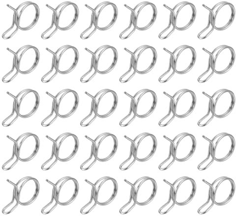 sourcing map 30Pcs 0.83-0.93 Inch Inner Dia Double Wire Spring Hose Clamp, Stainless Steel Adjustable Spring Clips for Hose Fuel Line Silicone Tube Water Pipe Air Pipe