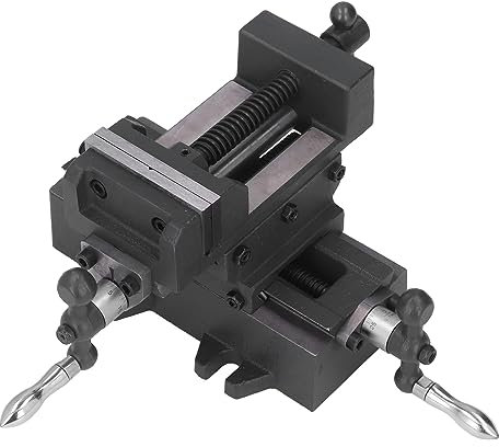 NDNCZDHC 3in Cross Sliding Flat Vise, Cast Steel Bench Top Woodworking Clamp, Bench Vise for Mill and Drill Press