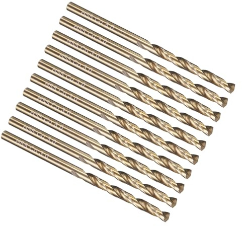 PATIKIL 3mm Drill Bit M35 Cobalt 5% High-Speed Steel 10 Pack | Jobber Straight Shank 135° Gold Finish for Stainless Steel Hard Metal