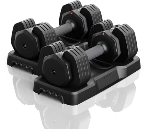 Moziel Hanteln Set Verstellbare Kurzhanteln 11kg/24.5kg 2er Hanteln Einstellbar mit rutschfestem Griff Schnelleinstellung Gewichtsstufen Hantel Set