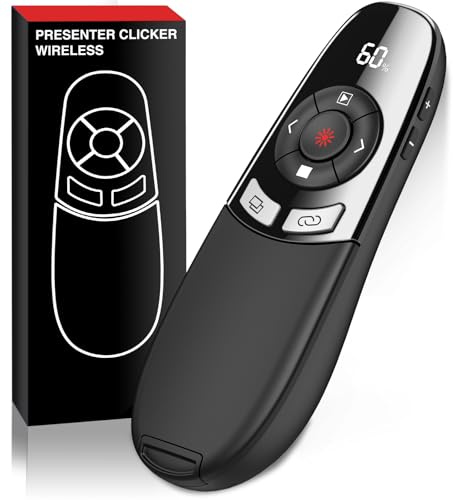 HELLCOOL Presenter usb C, 2.4 GHz Wireless PowerPoint Fernbedienung für Windows/Mac/PowerPoint/Keynote, Rot Pointer via USB A & C Empfänger