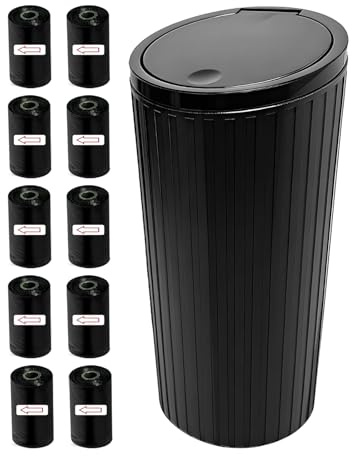 pangutheos Papelera Coche, Pequeña Cubo de Basura del Vehículo con 10 Rollos de Bolsa Basura Cómoda y Práctica Basura Coche con Tapa Adecuada para Coches Casas Oficinas Dormitorios