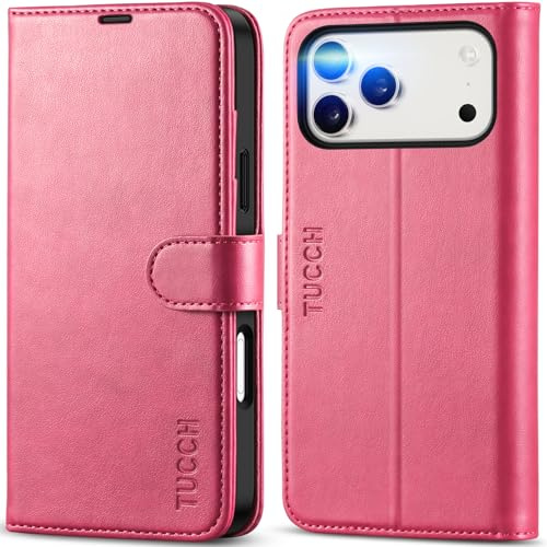TUCCH plånboksfodral för iPhone 17 Pro Max (6,9) 2025, rosa Vif