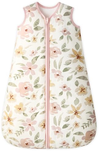Unnivoll Schlafsack Baby Winter 2,5 Tog Baby Schlafsack 0-6 Monate Baumwolle Babyschlafsack Neugeborene Winterschlafsack Baby Warm und Weich 67 cm für Jungen Mädchen Rosa Blumen
