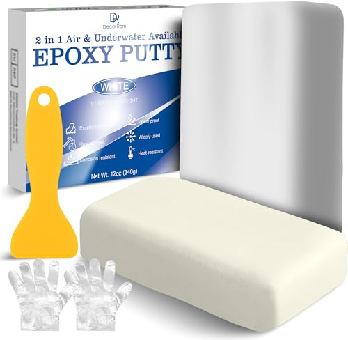 Epoxy Putty - 340g 2 Part Strong Formula, Ceramic Repair for Cracks, Filling & Epoxy Sculpt - for Metal, Concrete, Plastic, Ceramics - Fast, Durable Concrete Crack Repair & Plumbers Putty (White)