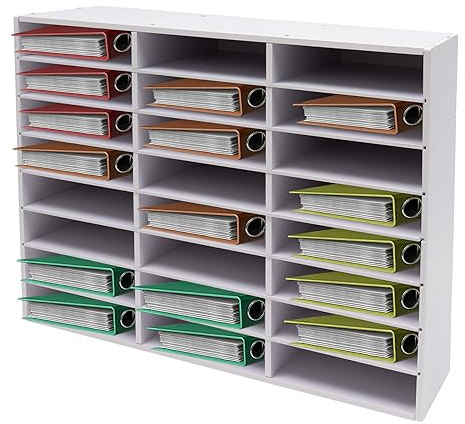 Skrivbordsförvaringslåda med 24/36 fack, arkivfack av MDF, arkivlåda trä, justerbar filsorterare, arkivfack, brevlådor, skrivbordsförvaringsfack (24 fack)