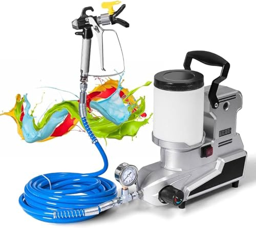Pistolet de peinture mural électrique 2,5 L/min, pistolet haute pression, pulvérisateur de peinture sans air portable avec tuyau de 5 m, pistolet de peinture 2 L pour pulvérisation en intérieur et e