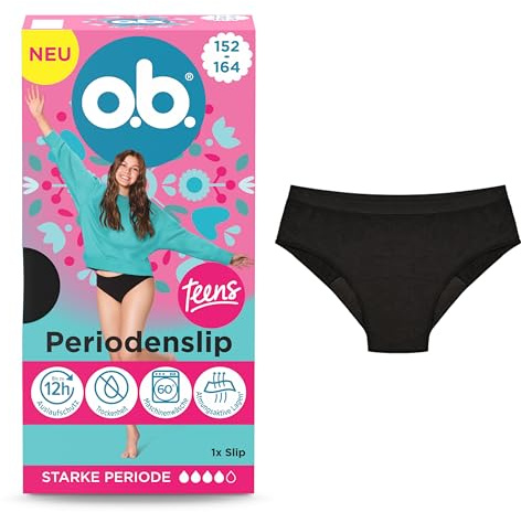 o.b. Teens Periodenslip, Periodenunterwäsche, Größe 152-164, 1 Stk | Periodenunterwäsche, speziell für Teens entwickelt, Periodenslip, zuverlässiger Auslaufschutz bis zu 12 Stunden