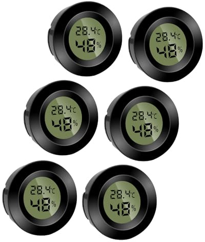 Mini hygromètre thermomètre numérique rond, appareil de mesure de température et d'humidité, hygromètre Celsius(℃) ou Fahrenheit(℉) pour intérieur bureau salon (lot de 6)