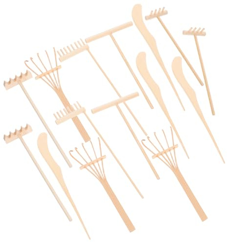 Angoily Mini Râteaux de Jardin Zen 24 Pièces Kit D’Outils Miniatures en Métal Râteaux à 4 5 et 8 Dents pour Parterres et Décoration de Bureau Accessoires Compacts pour Jardin Zen en