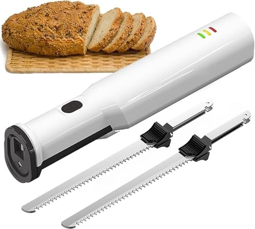 RMJEZTQD Elektrisches Tranchiermesser, vielseitiger Brotschneider, kabelloses Elektromesser, 2000-mAh-Akku mit großer Kapazität und effizientes Tranchieren von Fleisch, for Tranchieren von Fleisch