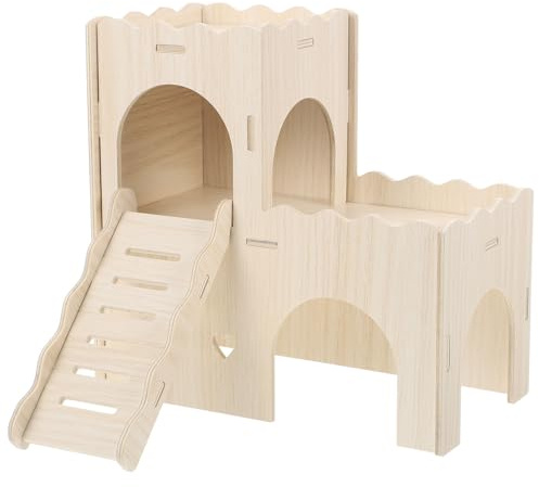 TEHAUX Maison en Bois Naturel pour Petits Animaux Design en Échelle, Matériau, pour Hamster et Cochon d'Inde en DIY