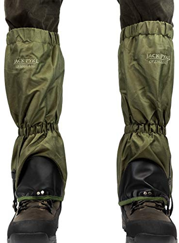 JACK PYKE Waterproof Leg Gaiters for Men - Tear-Resistant Oxford Polyester, Adjustable Buckle & Under-Boot Wire, Full-Length Zip, Protects Against Mud & Water for Hiking, Beating, Hunting - Green