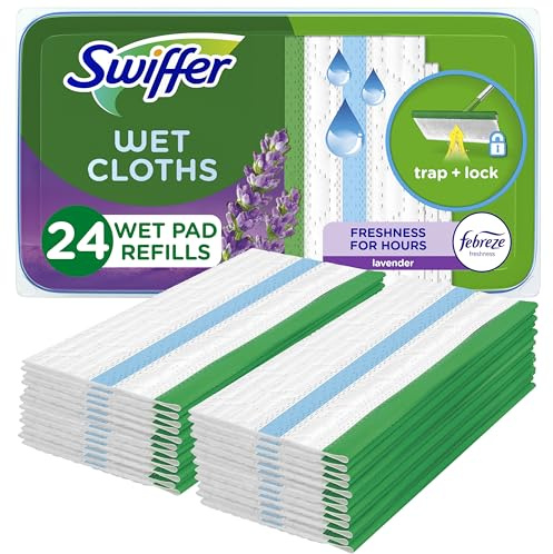Swiffer Recambio para trapeador húmedo de barrera, lavanda vainilla y comodidad, 24 unidades