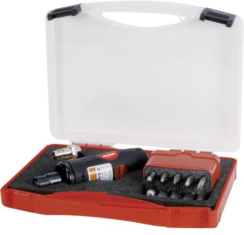 RUKO 116100 - Kit amoladora neumática y juego 10 fresas metal duro con vástago de 6 mm
