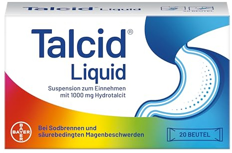 Talcid Liquid | Arzneimittel bei Sodbrennen und säurebedingten Magenbeschwerden | mit 1000 mg Hydrotalcit | 20 Beutel