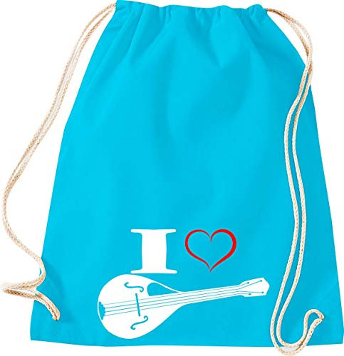 Shirtstown, Sac de gym Musique I Love Mandoline, turquoise