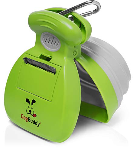 DogBuddy Pooper Scooper, Portable Dog Pooper Scooper, Poop Scooper for Small and Large Dogs, Pooper Scooper With Bag Attachment, Leash Clip and Dog Waste Bags Included (Medium, Kiwi)