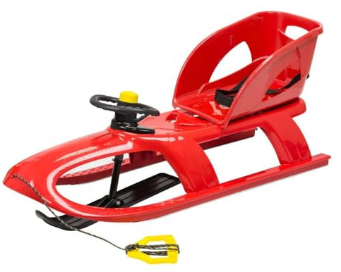 Babyshoppen Kinderschlitten Bullet Control rot mit abnehmbarem Sitz und Lenkrad mit Hupe