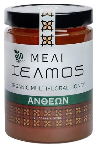 Helmos Miel de Fleurs Grec Biologique Bio 800 g | Saveur harmonieuse et florale, parfaite pour le petit-déjeuner, les desserts ou le yaourt