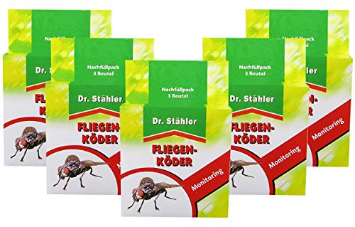 Dr. Stähler 001335 Piège à mouches biologique pour terrasse, jardin ou balcon avec effet longue durée Recharge pour appâts à mouches 5 Stück