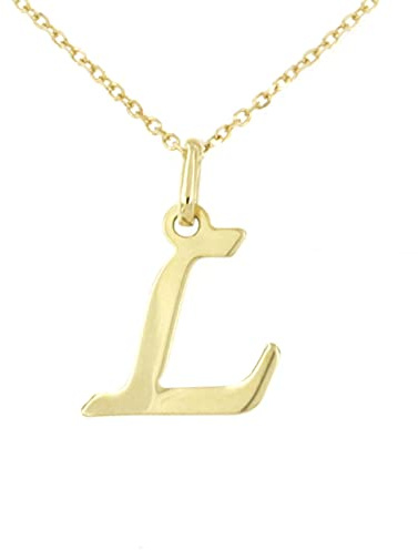 Lucchetta Schmuck Goldkette Damen 375 Echtgold Buchstabe Anhänger | 9 Karat Gelbgold, Initialen A-Z, 45 cm, für Damen