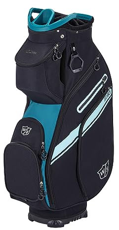 Wilson Staff Golf Bag, EXO II Cart Bag, Trolley Bag, For up to 14 Clubs, Black/Turquoise, 2.3 kg, WGB6650WM